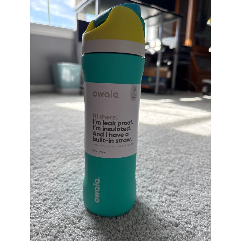 Owala FreeSip 24oz Insulated Stainless Steel Water Bottle Teal Yellow Blue NEW